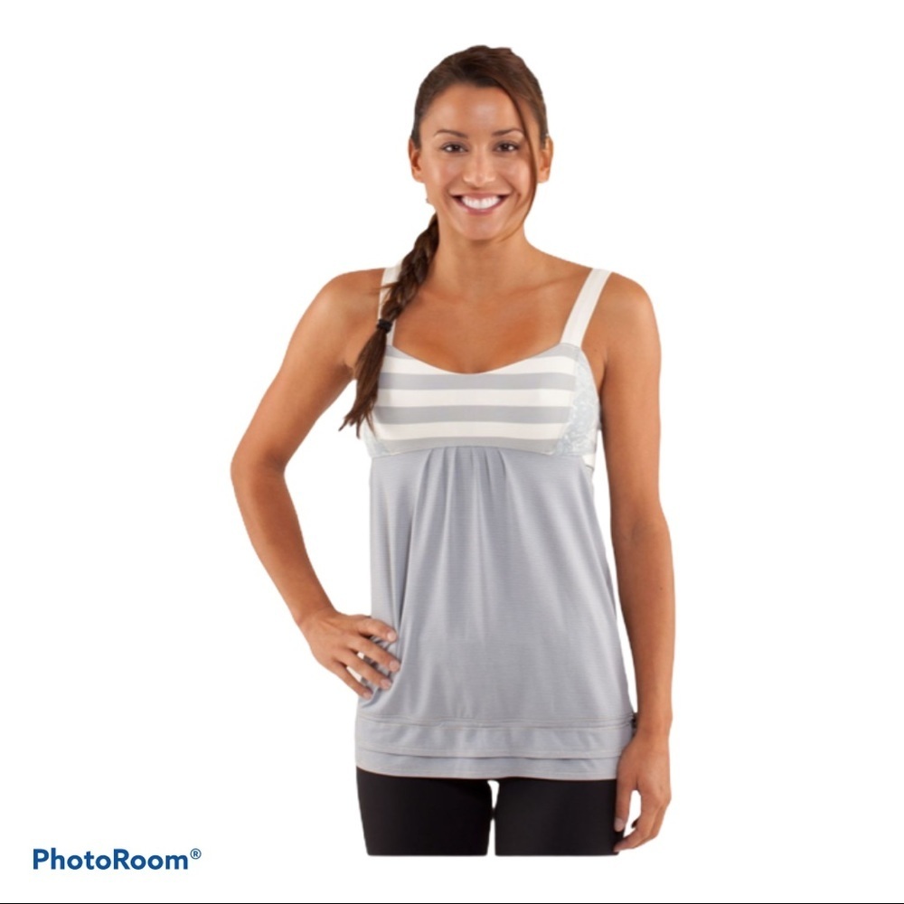 Lululemon Gray & White Back on Track Bra Tank size 4
